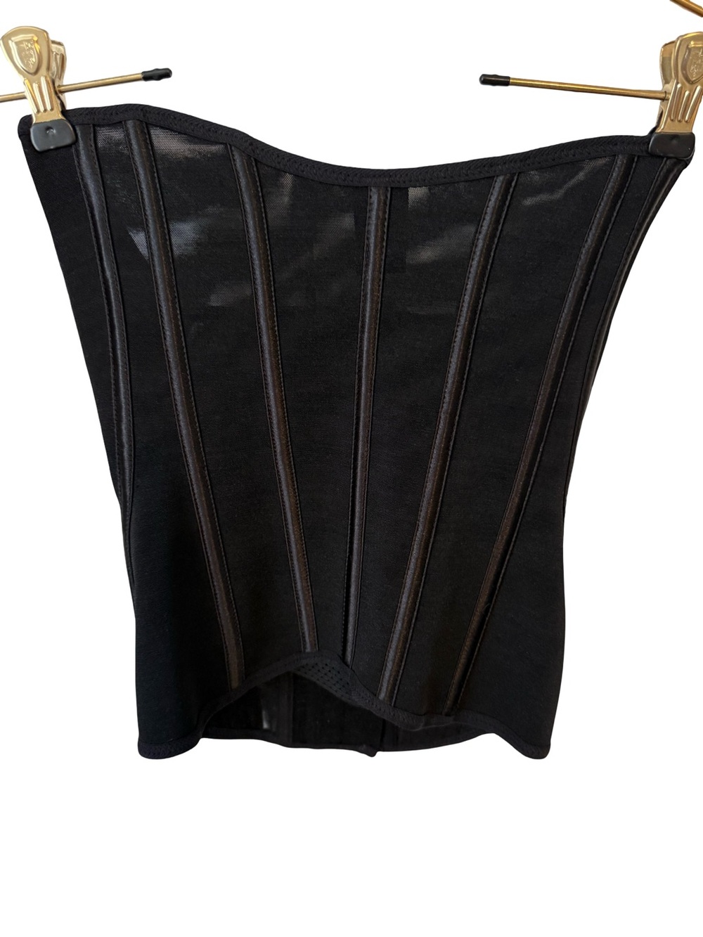 Whimsigoth Festival Rave Club Womens Black Strapless Boned Corset Top XXS